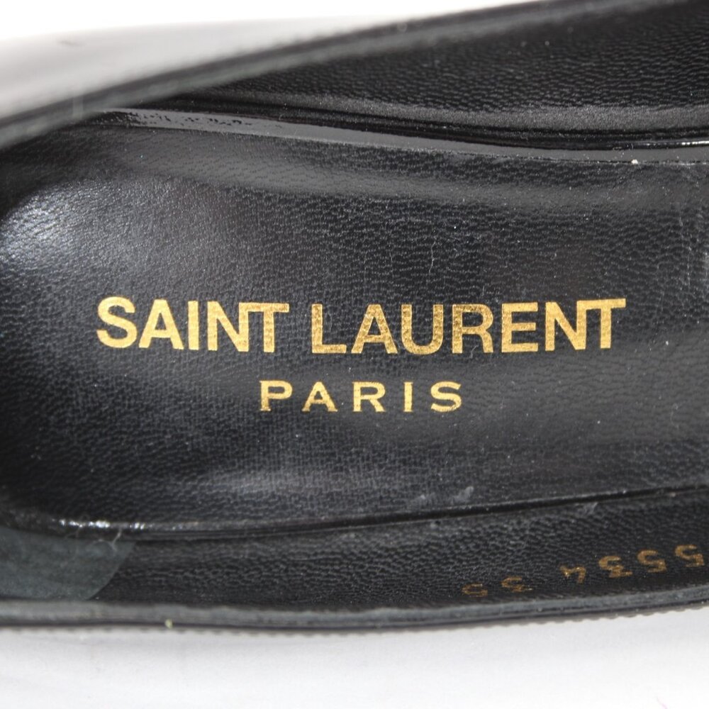 Saint Laurent ZOE Sz 35 Black Patent Leather 315534 4" Slim Square High Heels - Picture 14 of 14